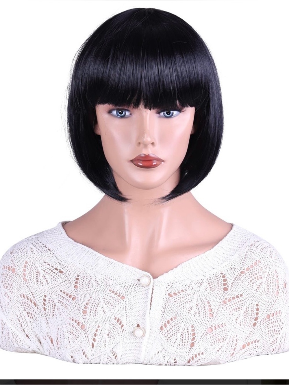 Lady Girl Black Bob Wig w/ Bangs Women's Short Straight Cosplay Party